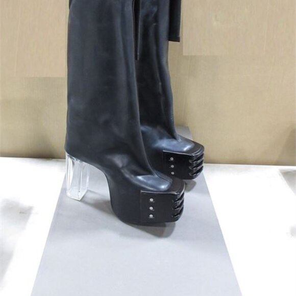 RICK OWENS LEATHER BOOTS WOMEN'S  6 - Picture 2 of 5
